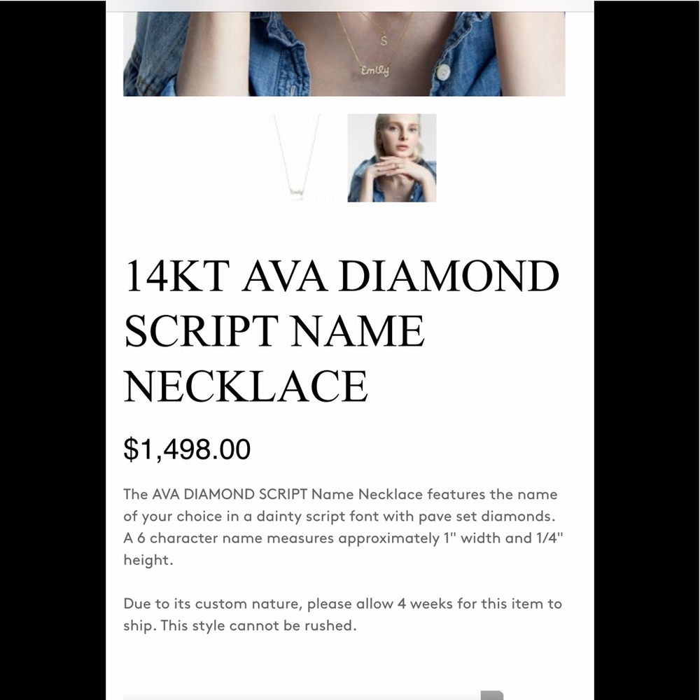 14k gold name necklace with diamonds - Picture 7 of 8